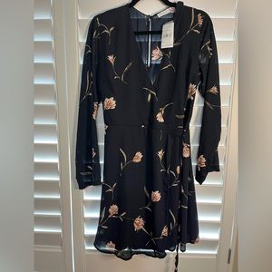 Lush Black Floral Long Sleeve Dress